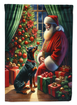 Doberman Pinscher and Santa Claus House Flag