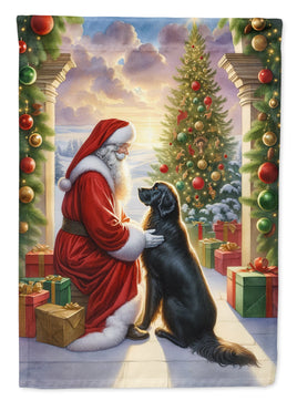 Flat-Coated Retriever and Santa Claus House Flag