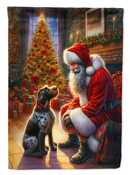 German Wirehaired Pointer and Santa Claus House Flag