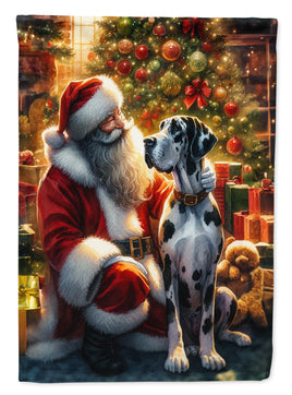 Great Dane and Santa Claus House Flag