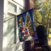 Keeshond and Santa Claus House Flag