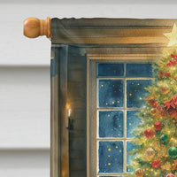 Lancashire Heeler and Santa Claus House Flag
