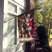 Leonberger and Santa Claus House Flag