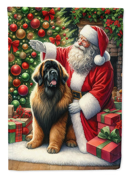 Leonberger and Santa Claus House Flag