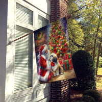 Lhasa Apso and Santa Claus House Flag