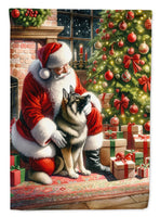 Norwegian Elkhound and Santa Claus House Flag