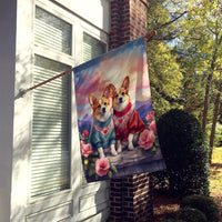 Corgi Two Hearts House Flag
