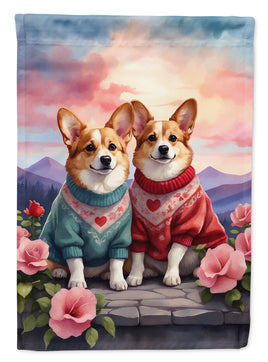 Corgi Two Hearts Garden Flag
