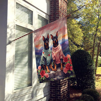 Doberman Pinscher Two Hearts House Flag