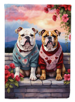 English Bulldog Two Hearts House Flag