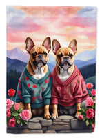 French Bulldog Two Hearts House Flag