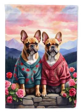 French Bulldog Two Hearts House Flag