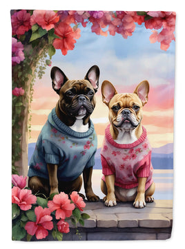 French Bulldog Two Hearts House Flag