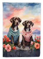 German Shorthaired Pointer Two Hearts House Flag