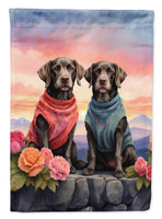 German Wirehaired Pointer Two Hearts House Flag