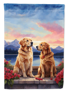 Golden Retriever Two Hearts House Flag
