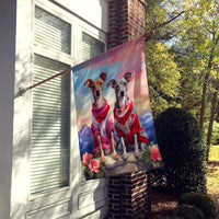 Italian Greyhound Two Hearts House Flag