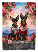 Miniature Pinscher Two Hearts House Flag