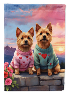 Norwich Terrier Two Hearts House Flag