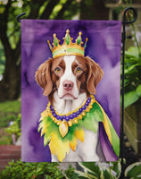 Brittany Spaniel King of Mardi Gras Garden Flag