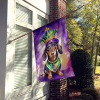 Dachshund King of Mardi Gras House Flag
