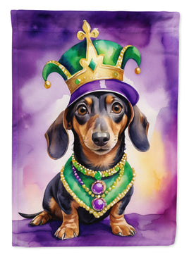 Dachshund King of Mardi Gras House Flag
