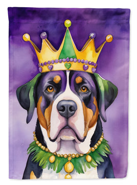 Greater Swiss Mountain Dog King of Mardi Gras House Flag