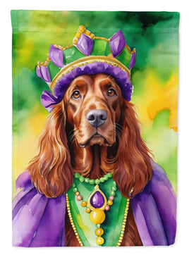 Irish Setter King of Mardi Gras House Flag