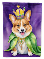 Corgi King of Mardi Gras Garden Flag