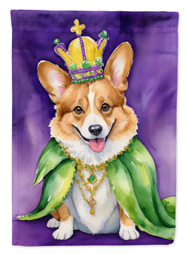 Corgi King of Mardi Gras Garden Flag