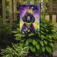 Black Poodle King of Mardi Gras Garden Flag