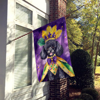 Black Poodle King of Mardi Gras House Flag