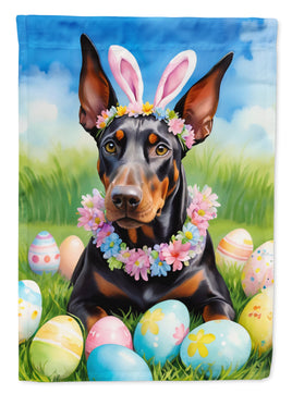Doberman Pinscher Easter Egg Hunt House Flag