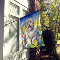 Old English Sheepdog Easter Egg Hunt House Flag