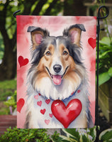 Collie My Valentine Garden Flag
