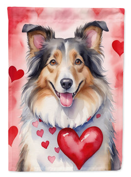 Collie My Valentine Garden Flag