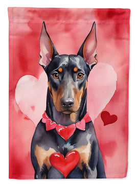 Doberman Pinscher My Valentine House Flag