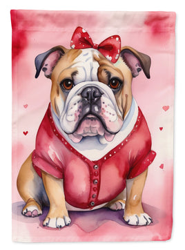 English Bulldog My Valentine House Flag