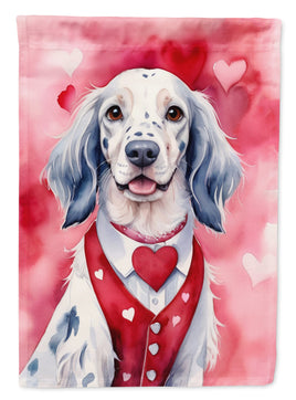 English Setter My Valentine House Flag
