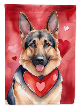 German Shepherd My Valentine House Flag