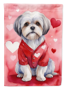 Lhasa Apso My Valentine House Flag