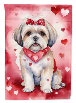 Lhasa Apso My Valentine House Flag