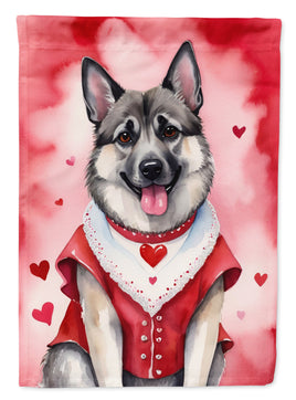 Norwegian Elkhound My Valentine House Flag