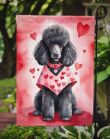 Black Poodle My Valentine Garden Flag