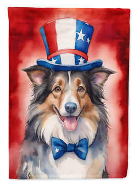 Collie Patriotic American Garden Flag