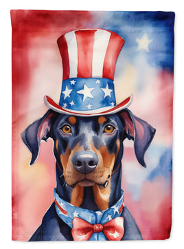 Doberman Pinscher Patriotic American House Flag
