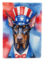 Doberman Pinscher Patriotic American House Flag