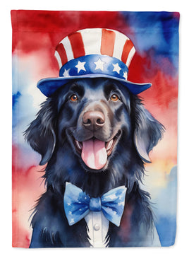 Flat-Coated Retriever Patriotic American House Flag