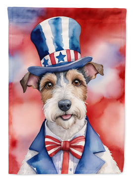 Fox Terrier Patriotic American House Flag