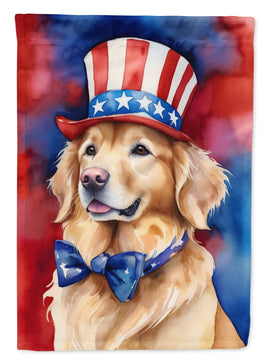 Golden Retriever Patriotic American House Flag